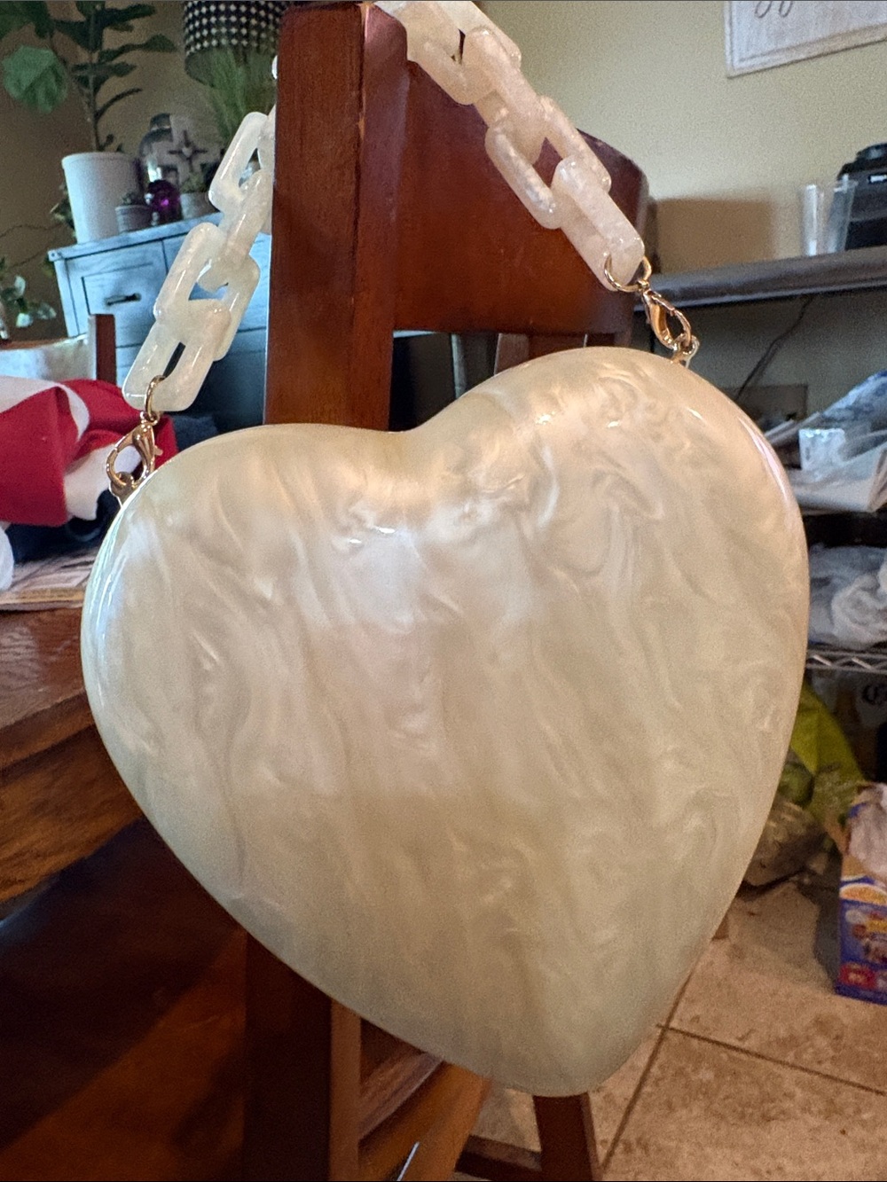 a new day Lavender and White Heart Crossbody Bag